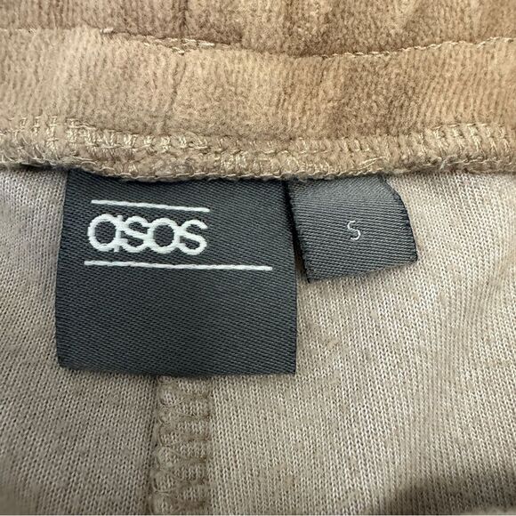 ASOS Velour Tan and White Drawstring Shorts Size Small - Picture 7 of 7